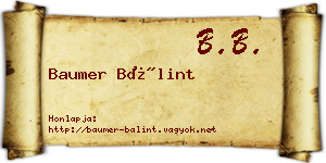 Baumer Bálint névjegykártya